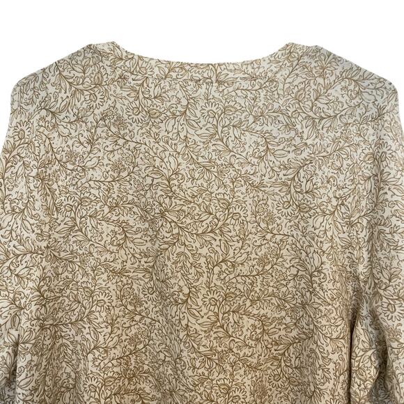Pure Jill Paisley Organic Cotton 3/4 Sleeve Top Brown Womens Size Large - Picture 6 of 12
